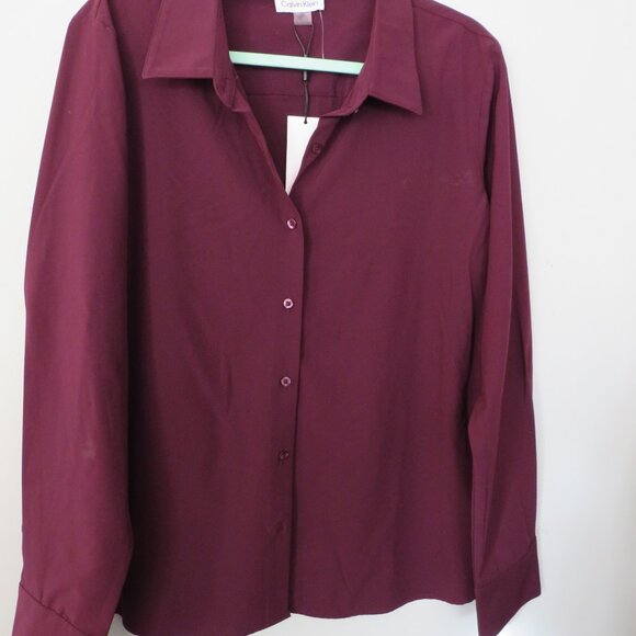 Calvin Klein Deep purple long sleeve work top size XL - Picture 2 of 10